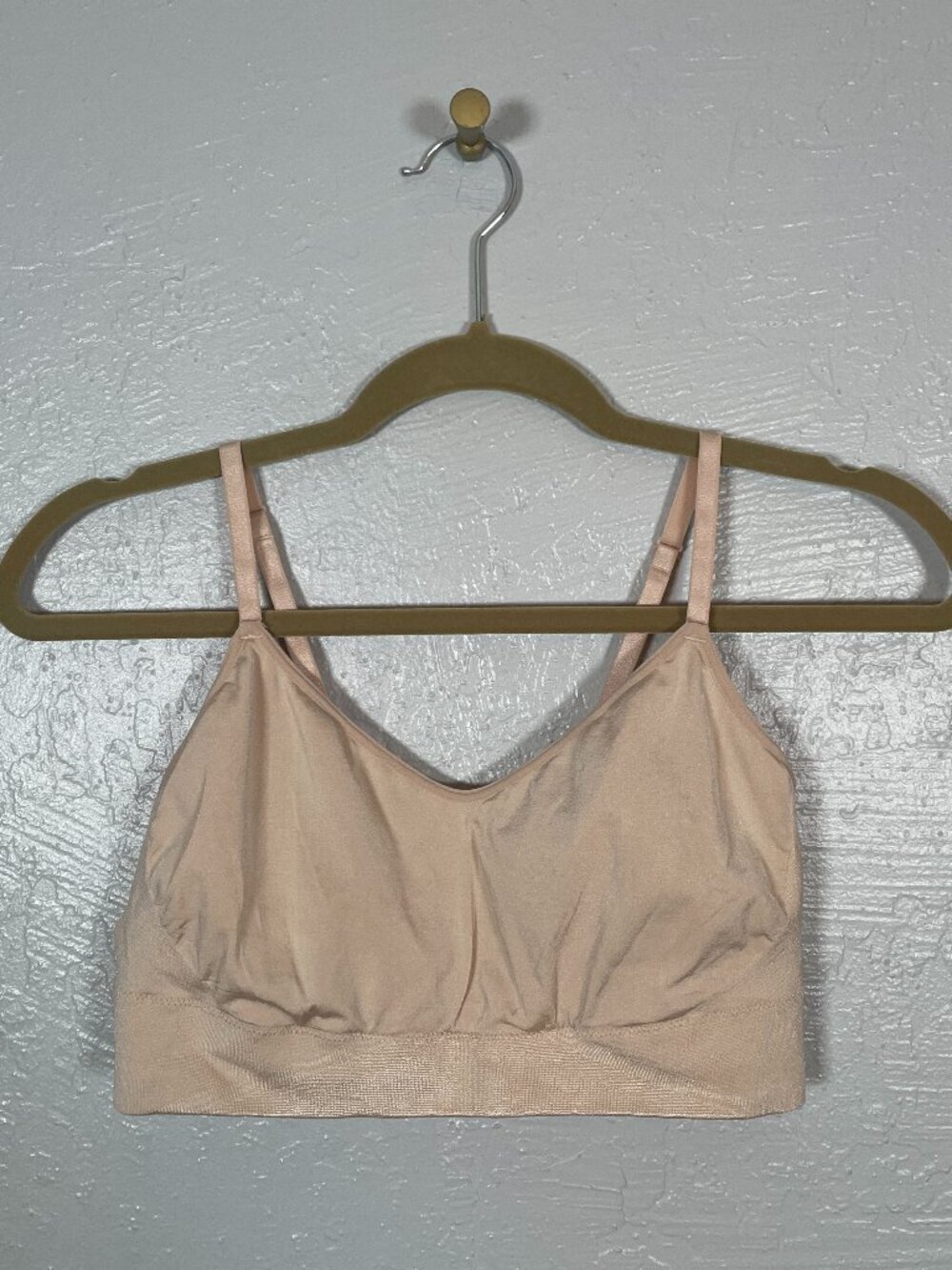 Wacoal Women XL Beige Sand B-Smooth Bralette Adjustable Spaghetti Straps No Pads